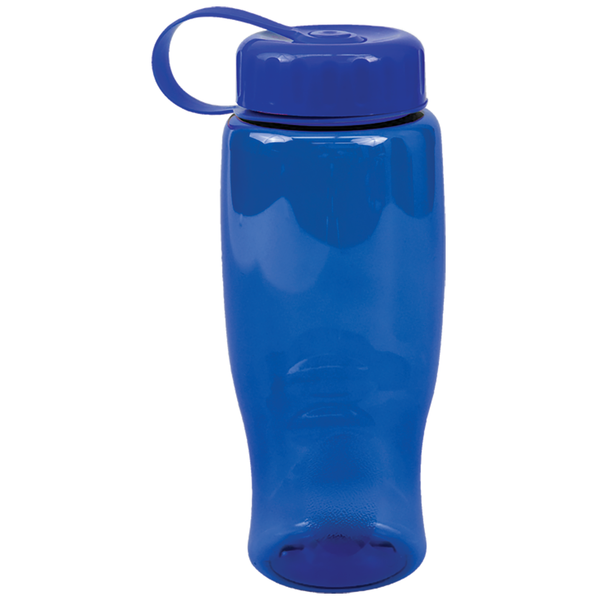Transparent Grip Poly-Pure Sport Bottle, 27oz. - Tethered Lid
