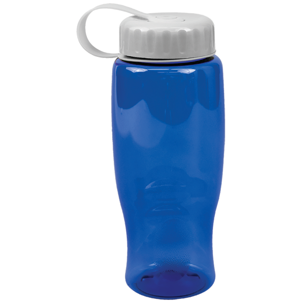 Transparent Grip Poly-Pure Sport Bottle, 27oz. - Tethered Lid