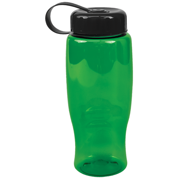 Transparent Grip Poly-Pure Sport Bottle, 27oz. - Tethered Lid