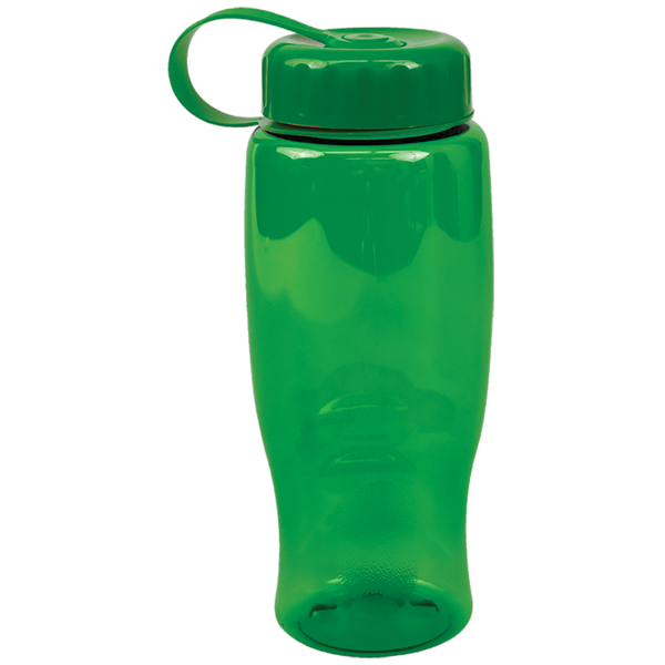Transparent Grip Poly-Pure Sport Bottle, 27oz. - Tethered Lid