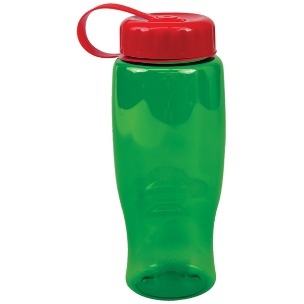 Transparent Grip Poly-Pure Sport Bottle, 27oz. - Tethered Lid