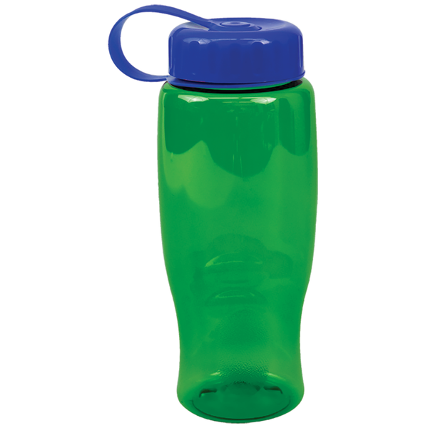 Transparent Grip Poly-Pure Sport Bottle, 27oz. - Tethered Lid
