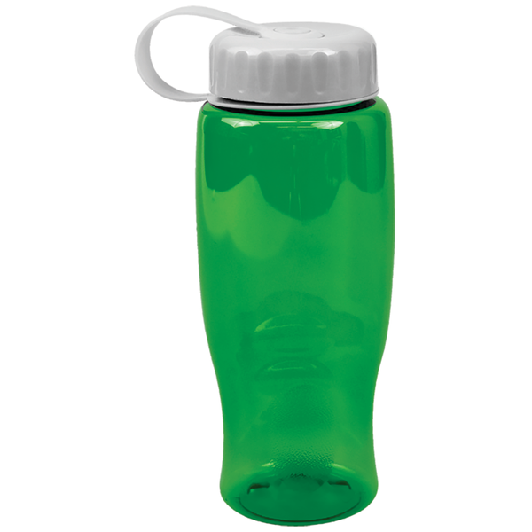 Transparent Grip Poly-Pure Sport Bottle, 27oz. - Tethered Lid