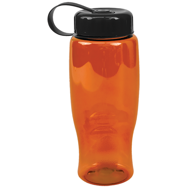 Transparent Grip Poly-Pure Sport Bottle, 27oz. - Tethered Lid