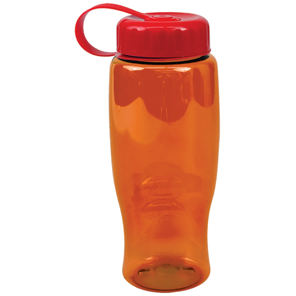 Transparent Grip Poly-Pure Sport Bottle, 27oz. - Tethered Lid