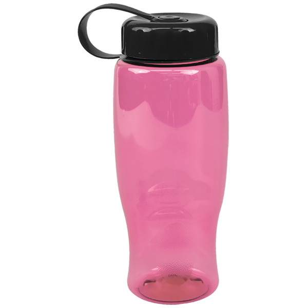 Transparent Grip Poly-Pure Sport Bottle, 27oz. - Tethered Lid