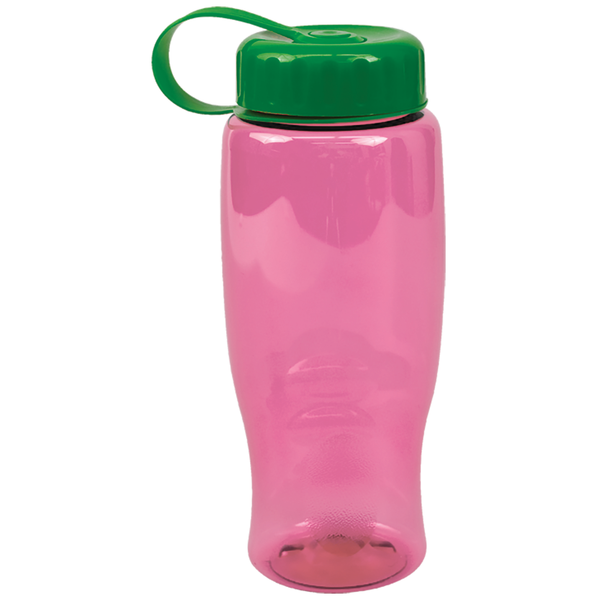 Transparent Grip Poly-Pure Sport Bottle, 27oz. - Tethered Lid