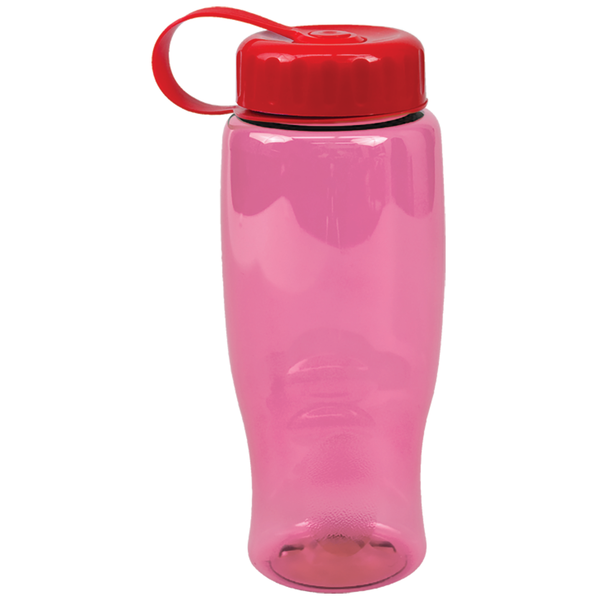 Transparent Grip Poly-Pure Sport Bottle, 27oz. - Tethered Lid