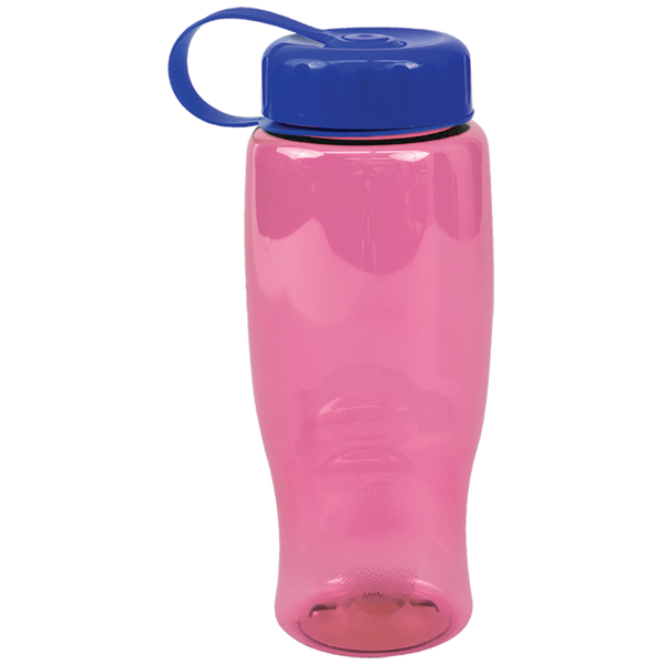 Transparent Grip Poly-Pure Sport Bottle, 27oz. - Tethered Lid