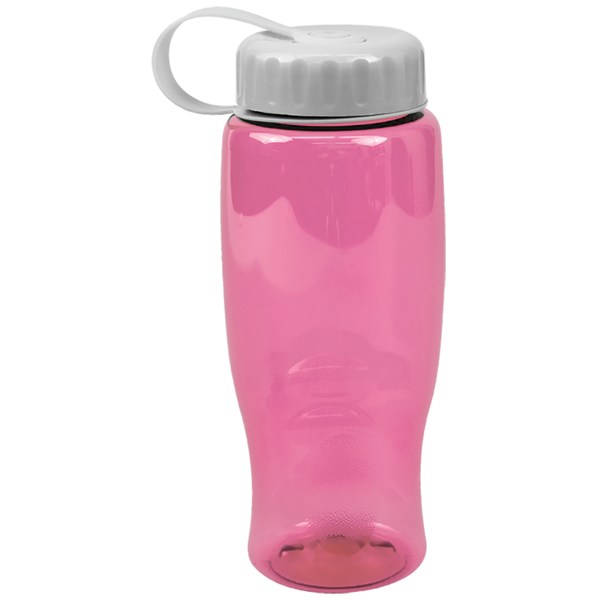 Transparent Grip Poly-Pure Sport Bottle, 27oz. - Tethered Lid