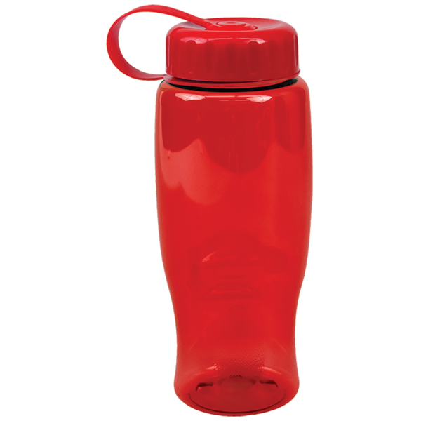 Transparent Grip Poly-Pure Sport Bottle, 27oz. - Tethered Lid