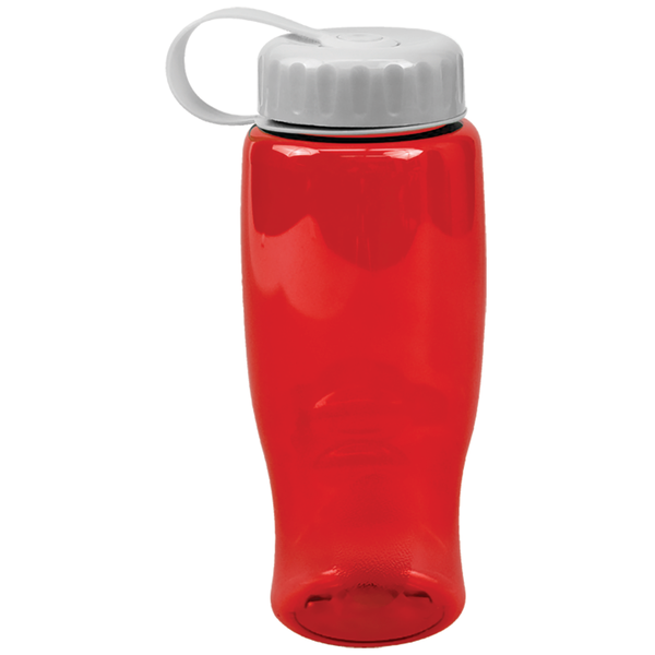 Transparent Grip Poly-Pure Sport Bottle, 27oz. - Tethered Lid