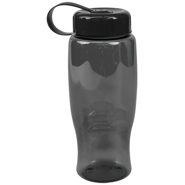 Transparent Grip Poly-Pure Sport Bottle, 27oz. - Tethered Lid