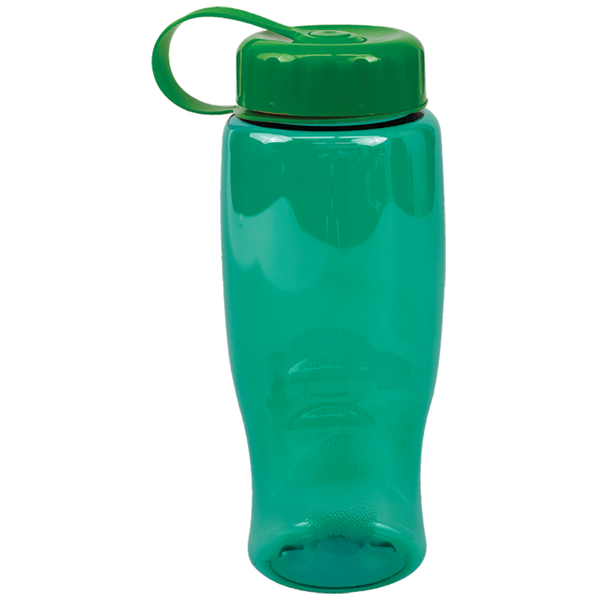Transparent Grip Poly-Pure Sport Bottle, 27oz. - Tethered Lid