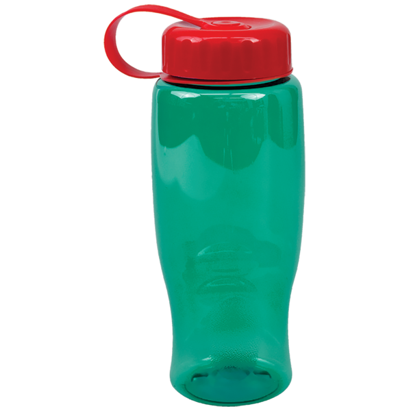 Transparent Grip Poly-Pure Sport Bottle, 27oz. - Tethered Lid
