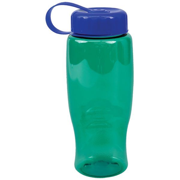 Transparent Grip Poly-Pure Sport Bottle, 27oz. - Tethered Lid