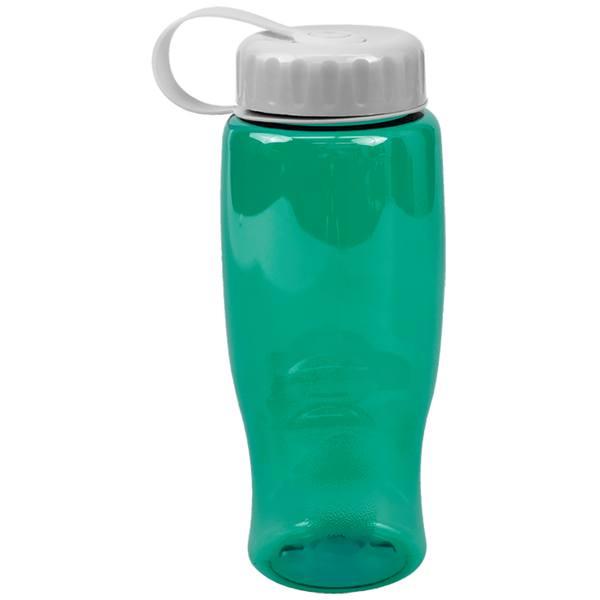 Transparent Grip Poly-Pure Sport Bottle, 27oz. - Tethered Lid