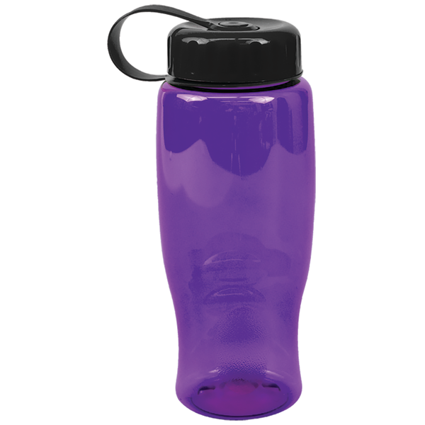 Transparent Grip Poly-Pure Sport Bottle, 27oz. - Tethered Lid
