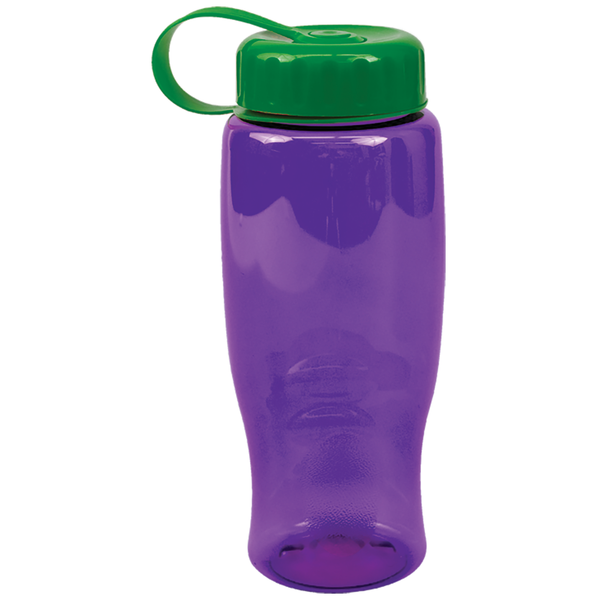 Transparent Grip Poly-Pure Sport Bottle, 27oz. - Tethered Lid