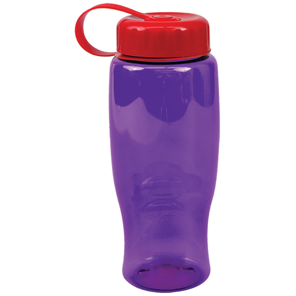 Transparent Grip Poly-Pure Sport Bottle, 27oz. - Tethered Lid