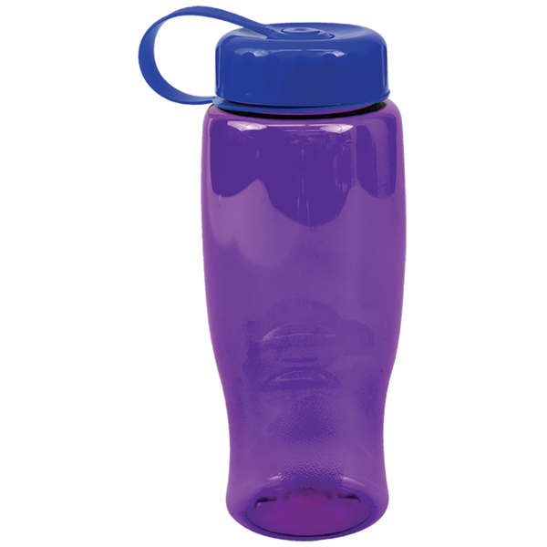 Transparent Grip Poly-Pure Sport Bottle, 27oz. - Tethered Lid