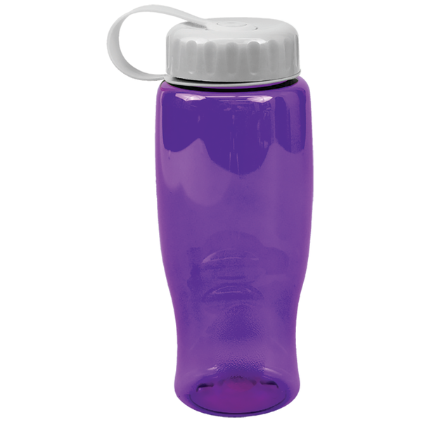 Transparent Grip Poly-Pure Sport Bottle, 27oz. - Tethered Lid