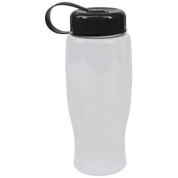 Transparent Grip Poly-Pure Sport Bottle, 27oz. - Tethered Lid