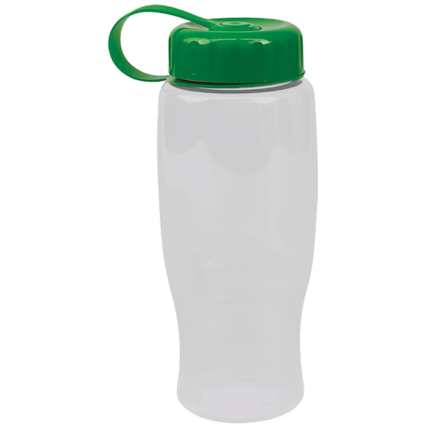 Transparent Grip Poly-Pure Sport Bottle, 27oz. - Tethered Lid