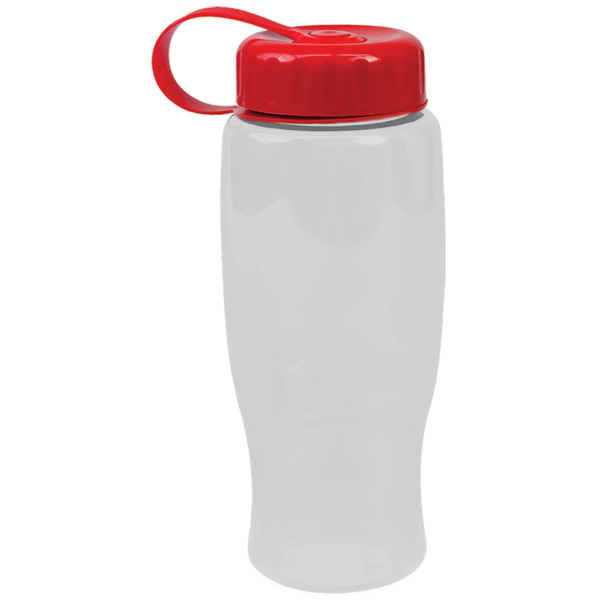 Transparent Grip Poly-Pure Sport Bottle, 27oz. - Tethered Lid