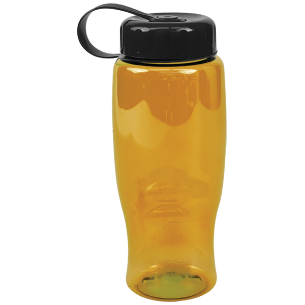 Transparent Grip Poly-Pure Sport Bottle, 27oz. - Tethered Lid