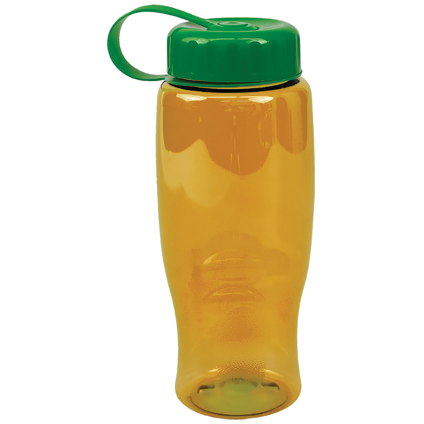 Transparent Grip Poly-Pure Sport Bottle, 27oz. - Tethered Lid