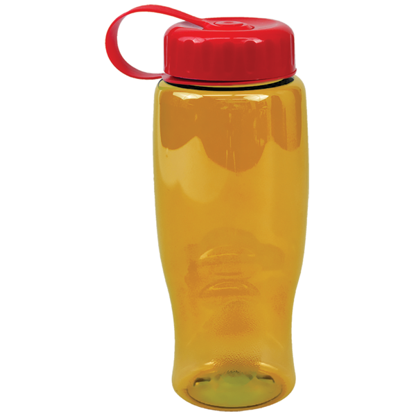 Transparent Grip Poly-Pure Sport Bottle, 27oz. - Tethered Lid