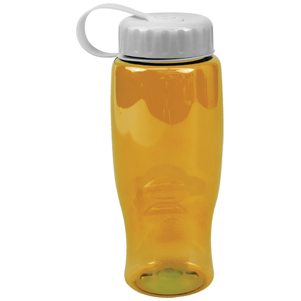 Transparent Grip Poly-Pure Sport Bottle, 27oz. - Tethered Lid