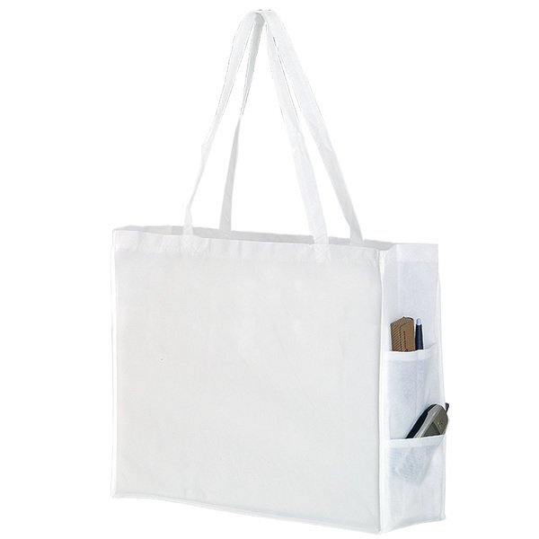 Carry All Large Non-Woven Tote with Side Pockets