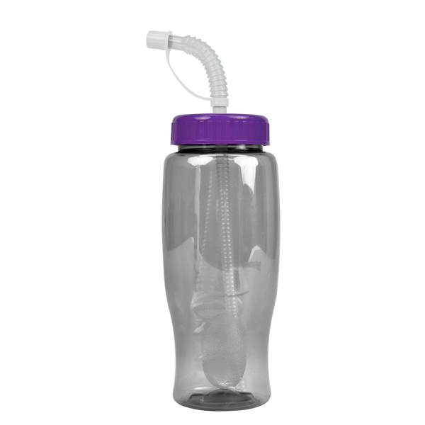 Transparent Grip Poly-Pure Sport Bottle, 27oz. - Straw Lid