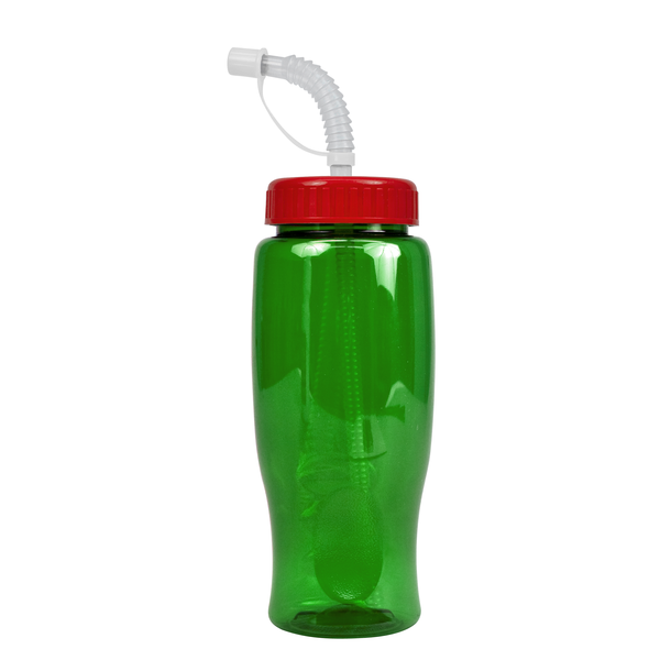 Transparent Grip Poly-Pure Sport Bottle, 27oz. - Straw Lid