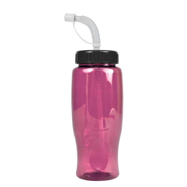 Transparent Grip Poly-Pure Sport Bottle, 27oz. - Straw Lid