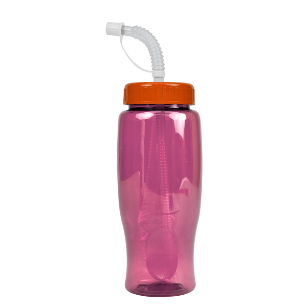 Transparent Grip Poly-Pure Sport Bottle, 27oz. - Straw Lid