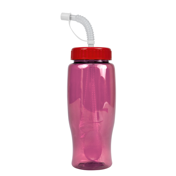 Transparent Grip Poly-Pure Sport Bottle, 27oz. - Straw Lid