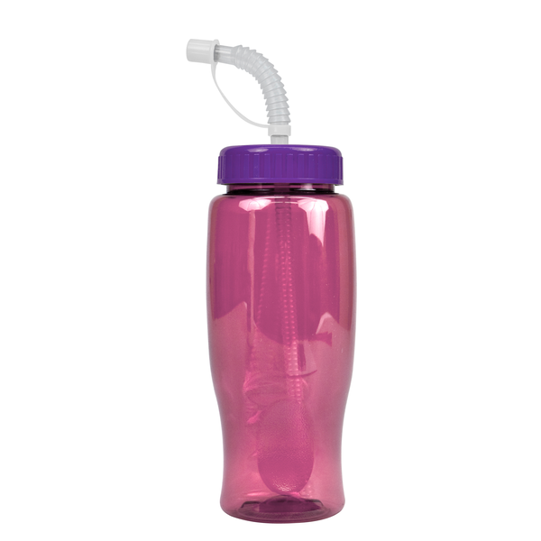 Transparent Grip Poly-Pure Sport Bottle, 27oz. - Straw Lid