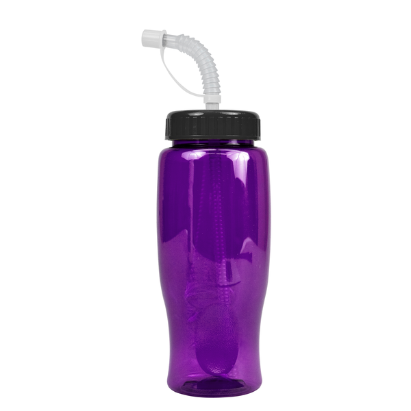 Transparent Grip Poly-Pure Sport Bottle, 27oz. - Straw Lid