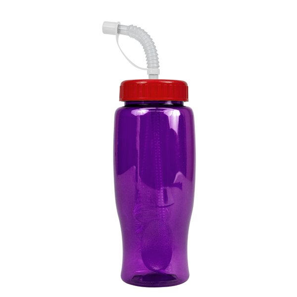 Transparent Grip Poly-Pure Sport Bottle, 27oz. - Straw Lid