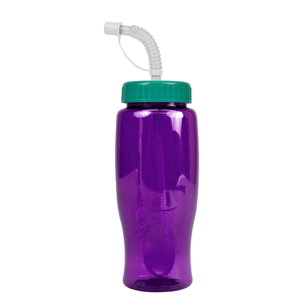 Transparent Grip Poly-Pure Sport Bottle, 27oz. - Straw Lid