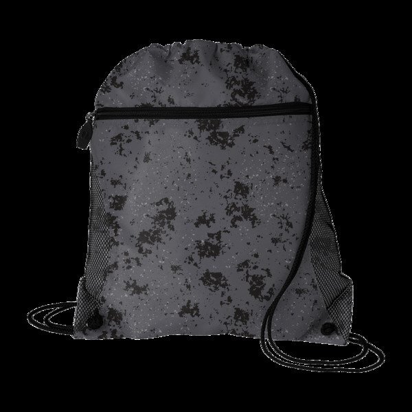 Distressed Printed Polyester Mesh Pocket Drawcord Cinchpack