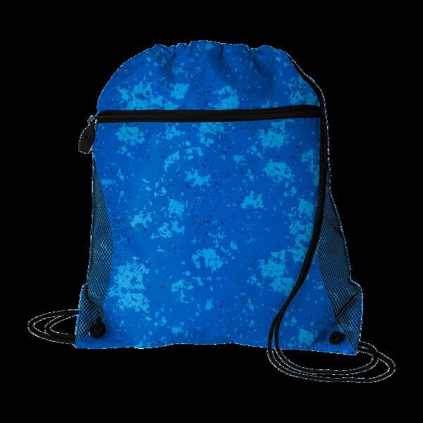 Distressed Printed Polyester Mesh Pocket Drawcord Cinchpack