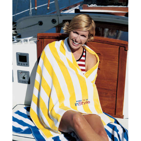 Turkish Signature Cabana Stripe Medium Weight Beach Towel, 13 lbs.