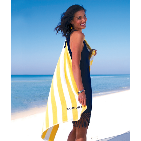 Turkish Signature Cabana Stripe Medium Weight Beach Towel, 13 lbs.