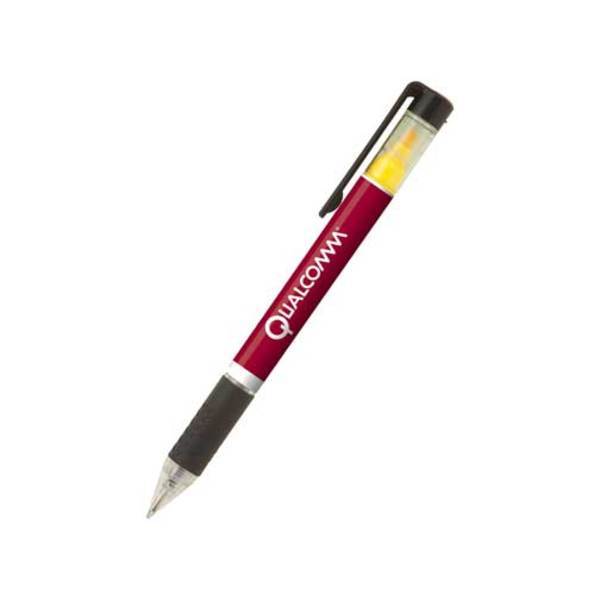 Duplex Rubber Grip Ballpoint Pen & Highlighter