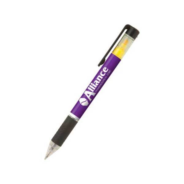Duplex Rubber Grip Ballpoint Pen & Highlighter