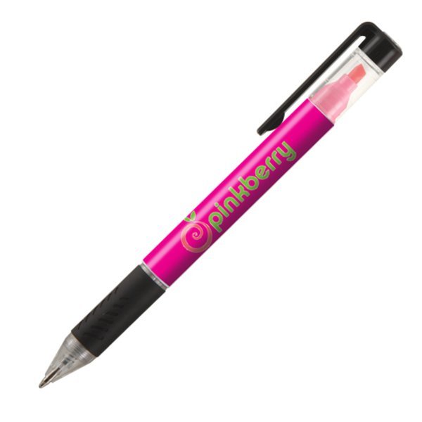 Duplex Rubber Grip Ballpoint Pen & Highlighter